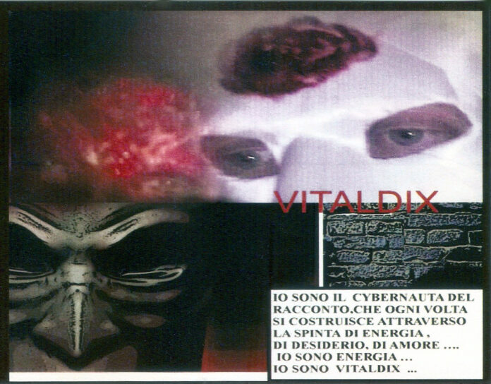 Art and quarantine, black mask and white mask, illustration by italian artist Vitaldo Conte