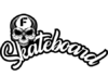 scritta skateboard e disegno di teschio in nero su sfondo bianco, logo della rubrica di Luck-Ba per Fyinpaper, quarantena fase 2