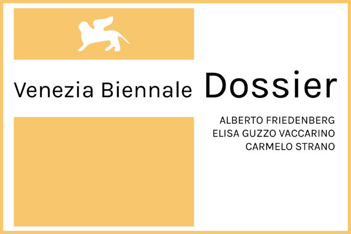 Biennale Venezia: copertina del dossier con articoli di Alberto Friedenberg, Alisa Guzzo Vaccarino, Carmelo Strano