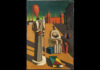 The picture is a reproduction of Giorgio De Chirico's "Le Muse Inquietanti" that consist in a silent square with some statues and mannequins in the foreground