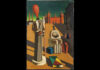 l'immagine è una riproduzione del quadro "Le Muse inquietanti" dell'artista metafisico Giorgio De Chirico. Una piazza silenziosa circondata da alcuni edifici con alcuni manichini e statue composte in primo piano