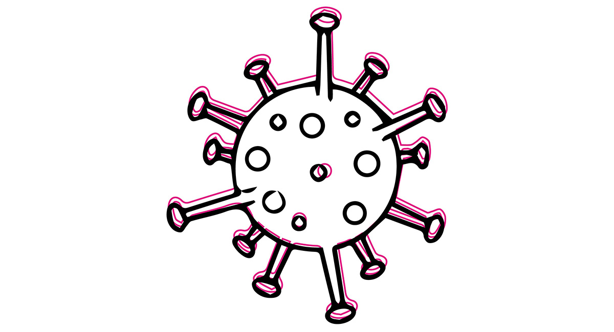 logo della rubrica Noi e il covid, che è l'immagine stilizzata di un virus a forma di palla