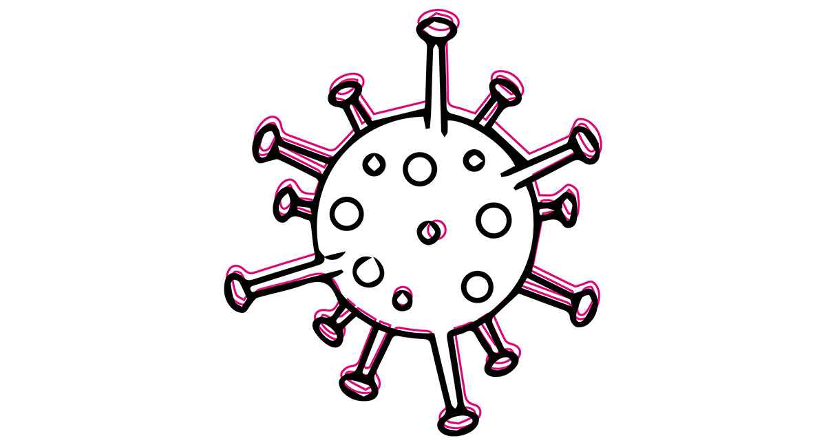 Il Covid e gli anziani logo della rubrica Noi e il covid, che è l'immagine stilizzata di un virus a forma di palla