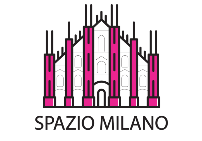 logo della rubrica Spazio Milano con l'immagine della facciata del Duomo e la scritta Spazio Milano in nero