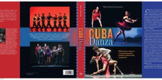 nella foto a colori si vede la copertina del libro "Cuba danza" di Elisa Guzzo Vaccarino, con le foto di ballerini