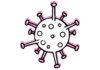 logo della rubrica Noi e il covid, che è l'immagine stilizzata di un virus a forma di palla bianca e rosa