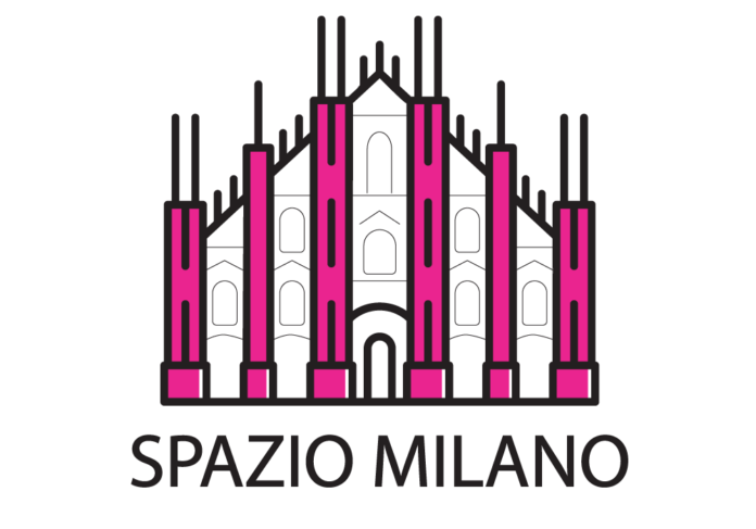 logo della rubrica Spazio Milano con l'immagine della facciata del Duomo e la scritta Spazio Milano in bianco e rosa