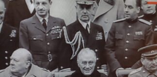 WInston Churchill, Franklin D. Roosevelt, Joseph Stalin alla Conferenza di Yalta, febbraio 1945. Occidente